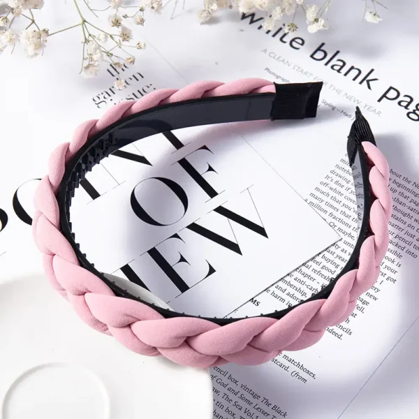 braided headband pink