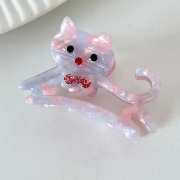 cat hair clip pink purple