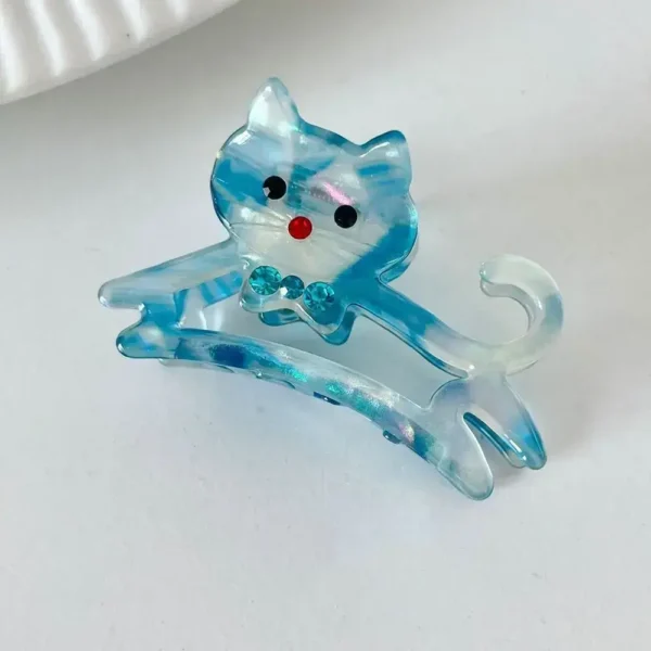 cat hair clip white blue